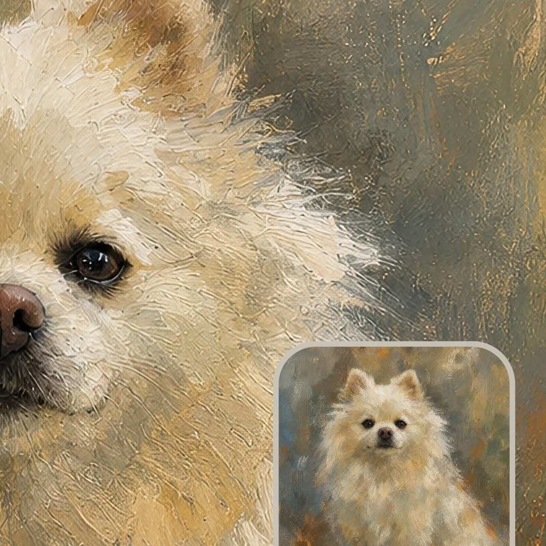 Finished custom dog portrait gallery example in the Colorfield style
