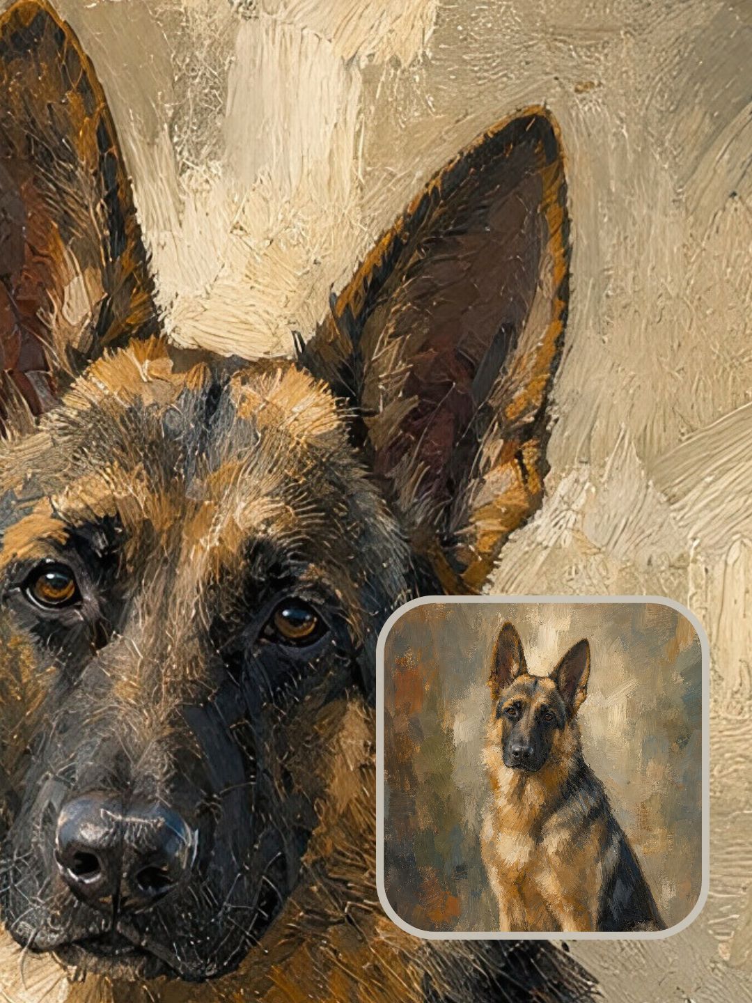 Custom pet portrait example of a German Shepherd in the Colorfield painting style