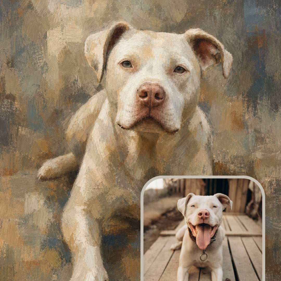 Colorfield style custom dog portrait created from a customer photo
