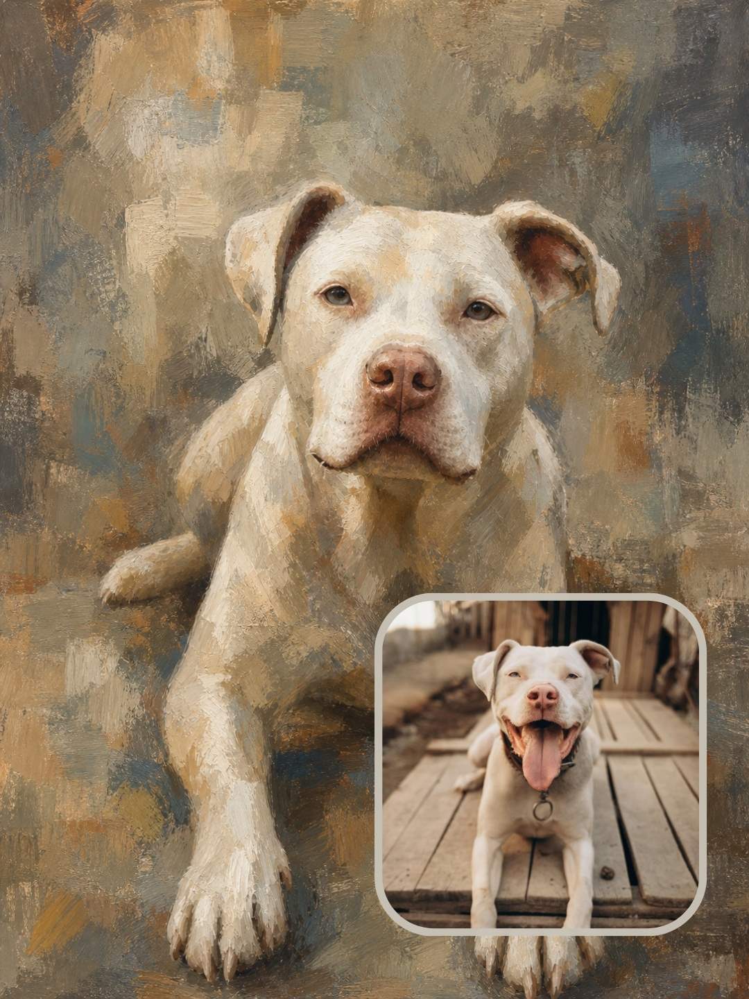Colorfield style custom dog portrait created from a customer photo