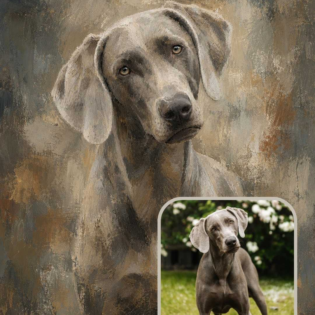Finished Colorfield style dog portrait created from an uploaded photo