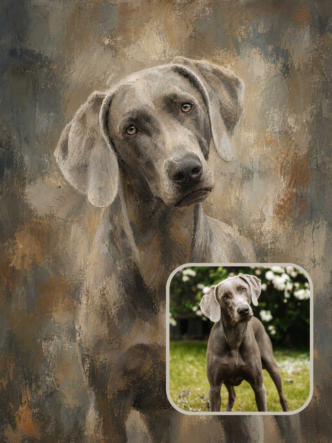 Finished Colorfield style dog portrait created from an uploaded photo