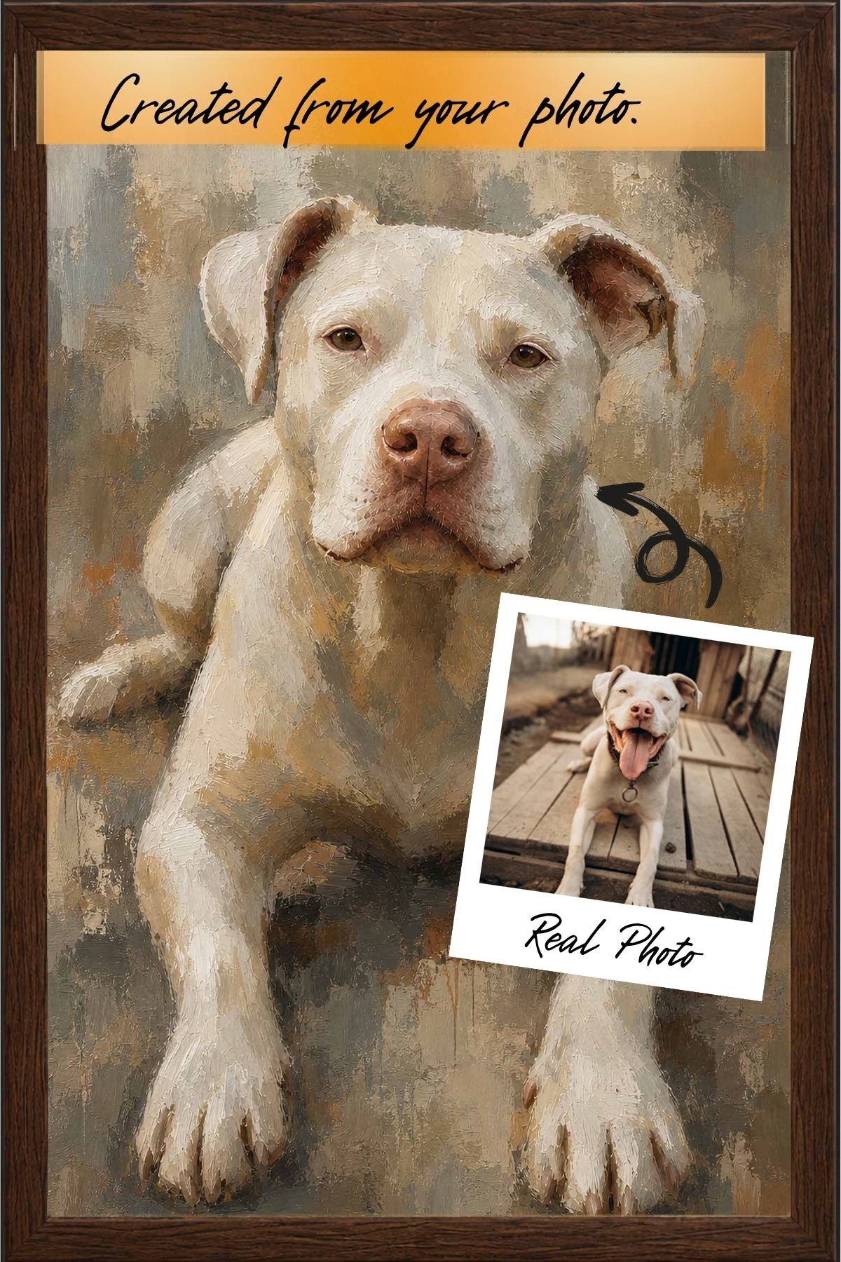 Colorfield custom dog portrait of a pit bull shown as a personalized pet portrait gift