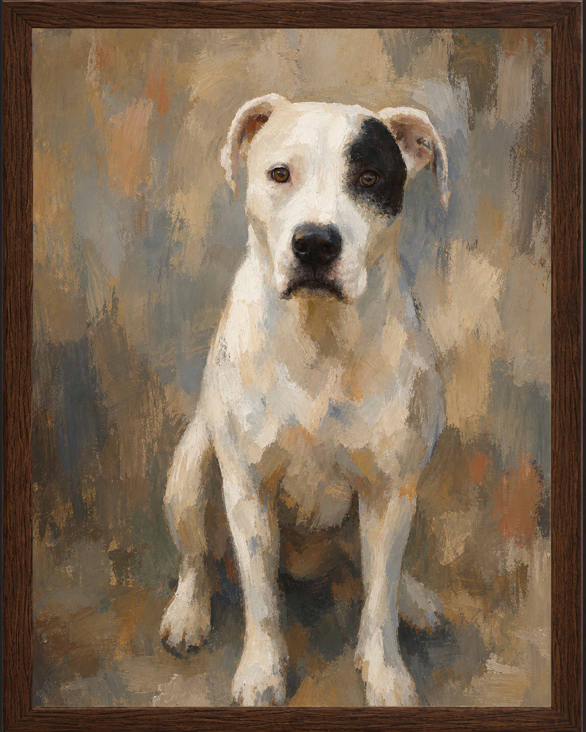 Custom dog portrait from a customer photo in the Colorfield painting style