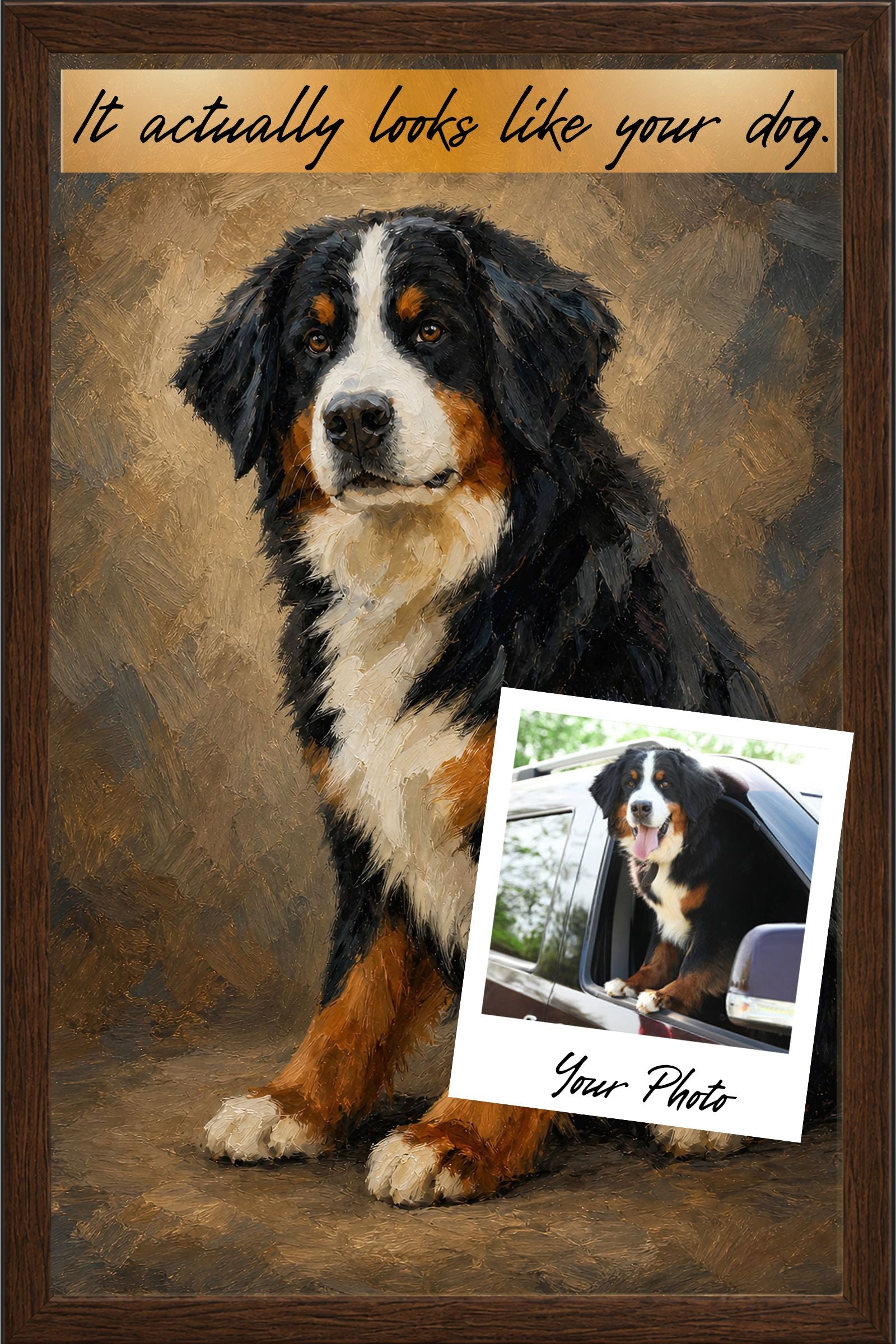 Finished custom dog portrait gallery example in the Nivara style