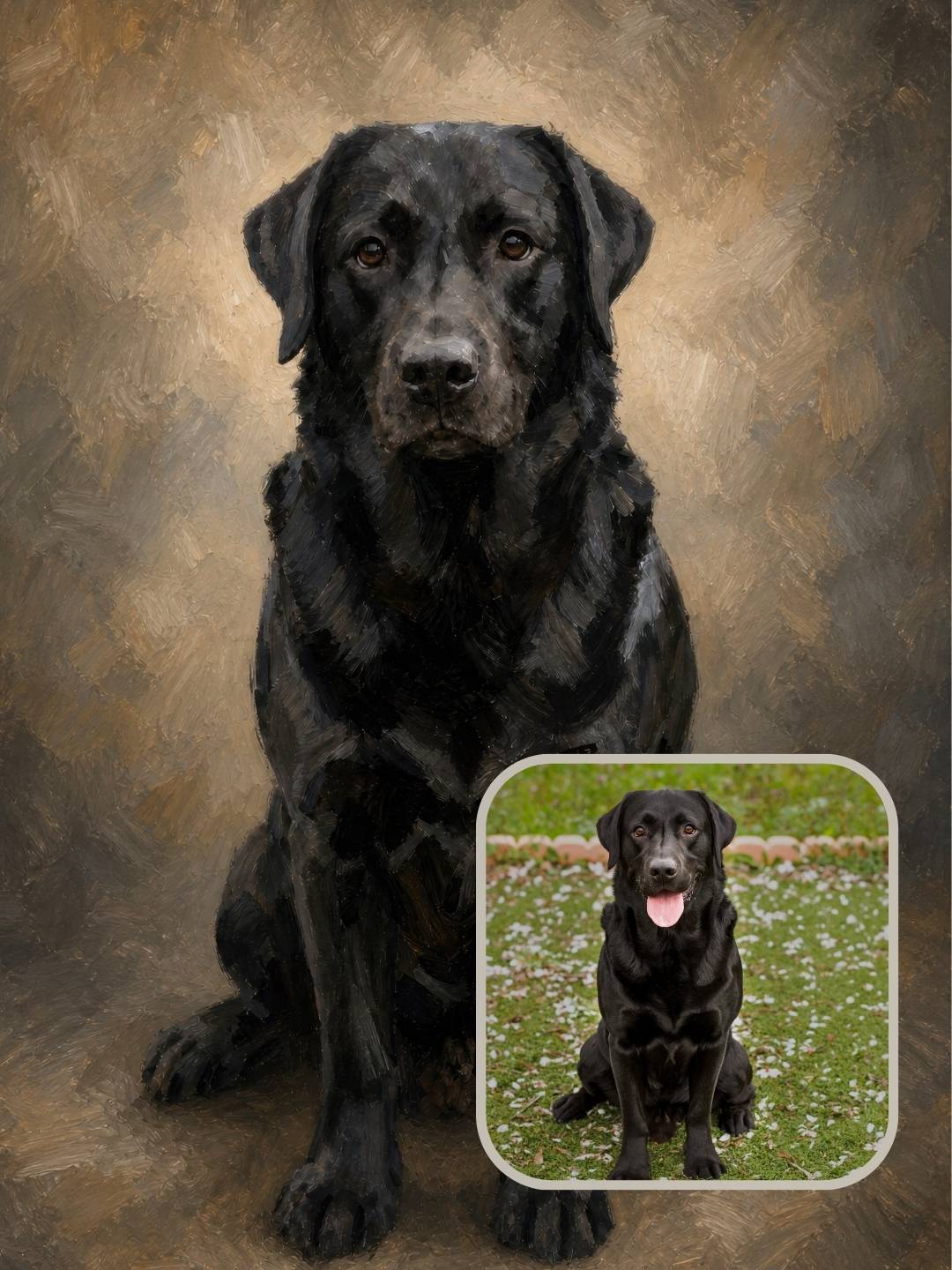 Nivara style custom dog portrait created from a customer photo