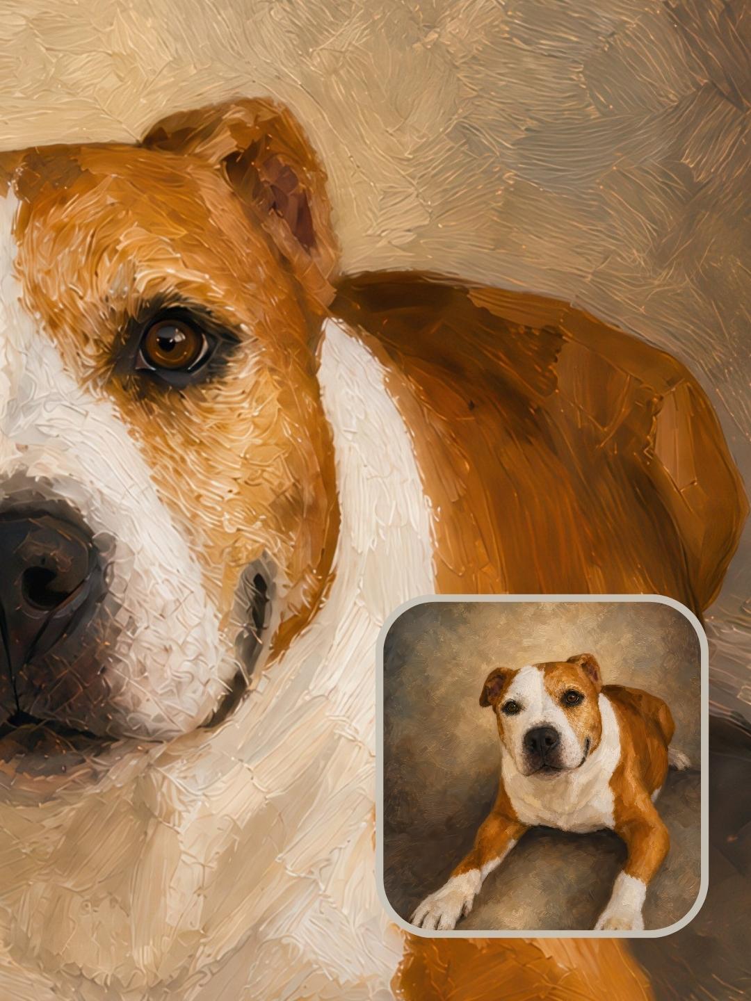 Custom pet portrait example in the Nivara painting style