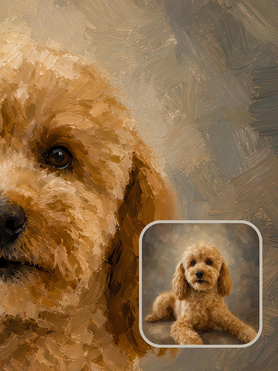 Custom pet portrait framed print example in the Nivara style