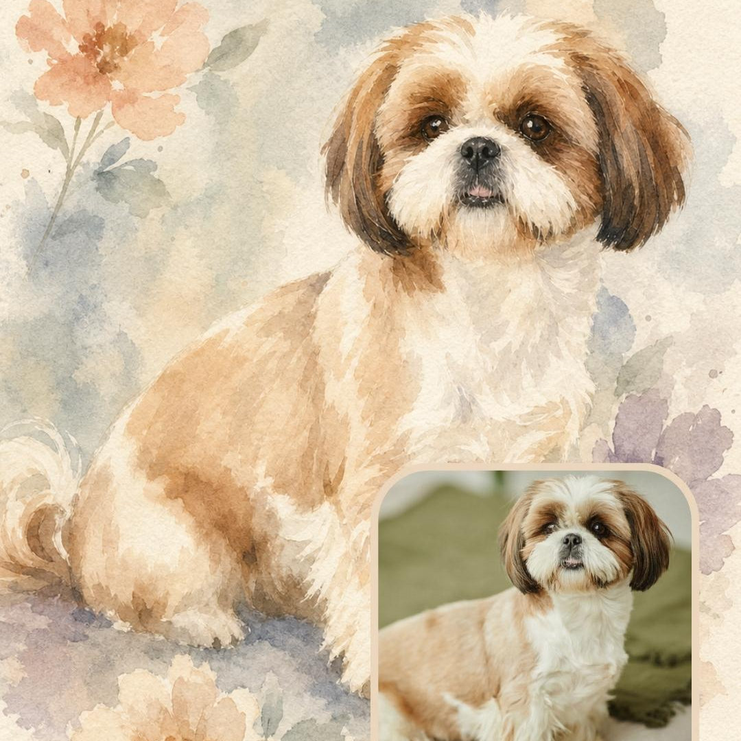 Nivara style custom dog portrait created from a customer photo