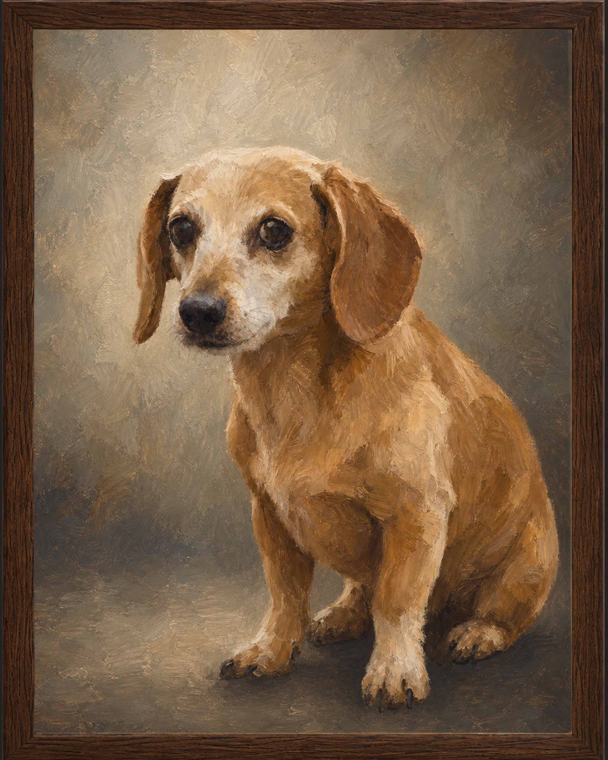 Finished Nivara custom dog portrait of a beagle shown in a customer review slide