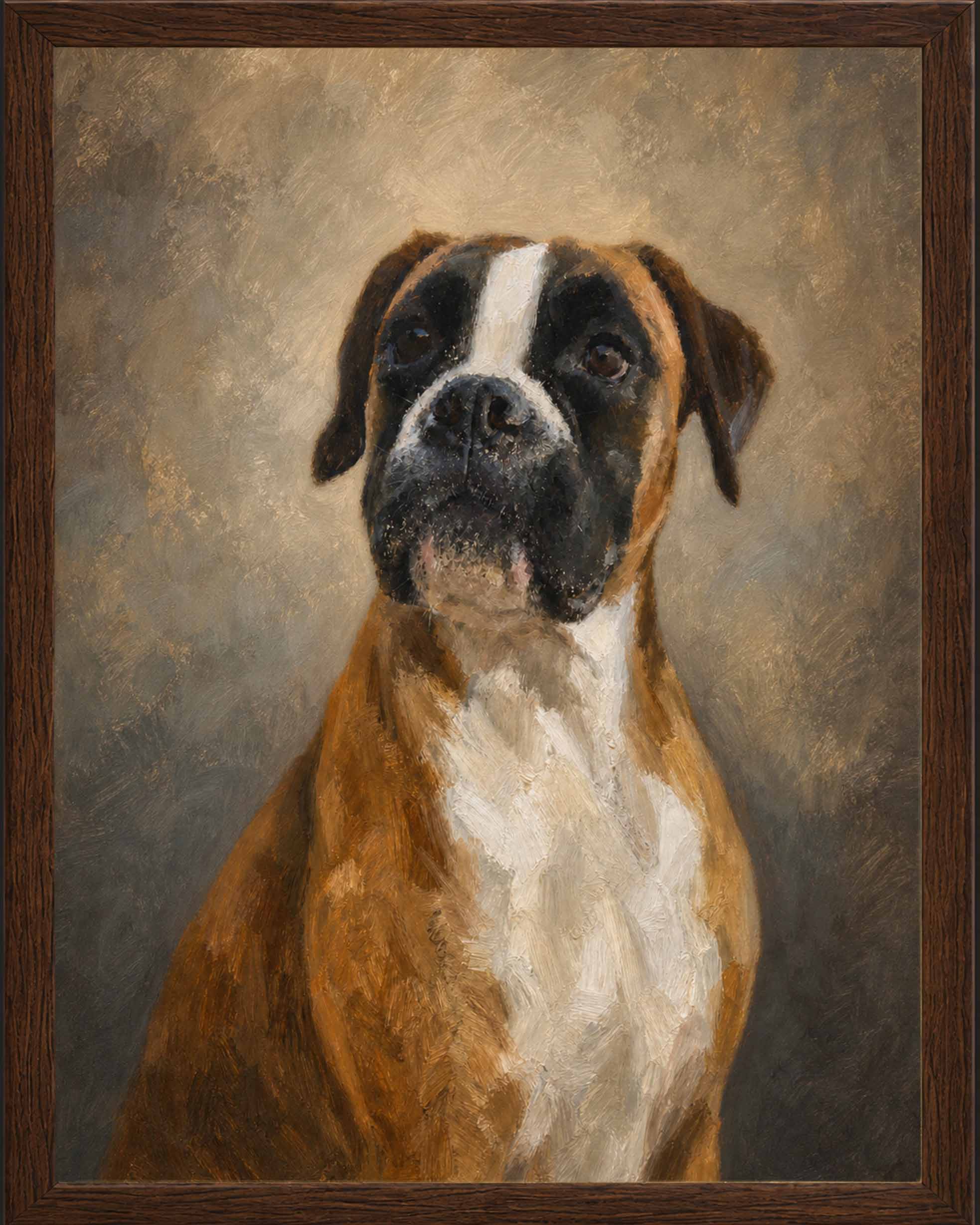 Finished Nivara custom pet portrait of a boxer