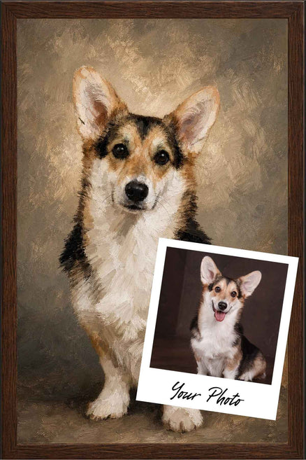Nivara custom dog portrait of a Corgi showing the dog features and expression preserved from the photo