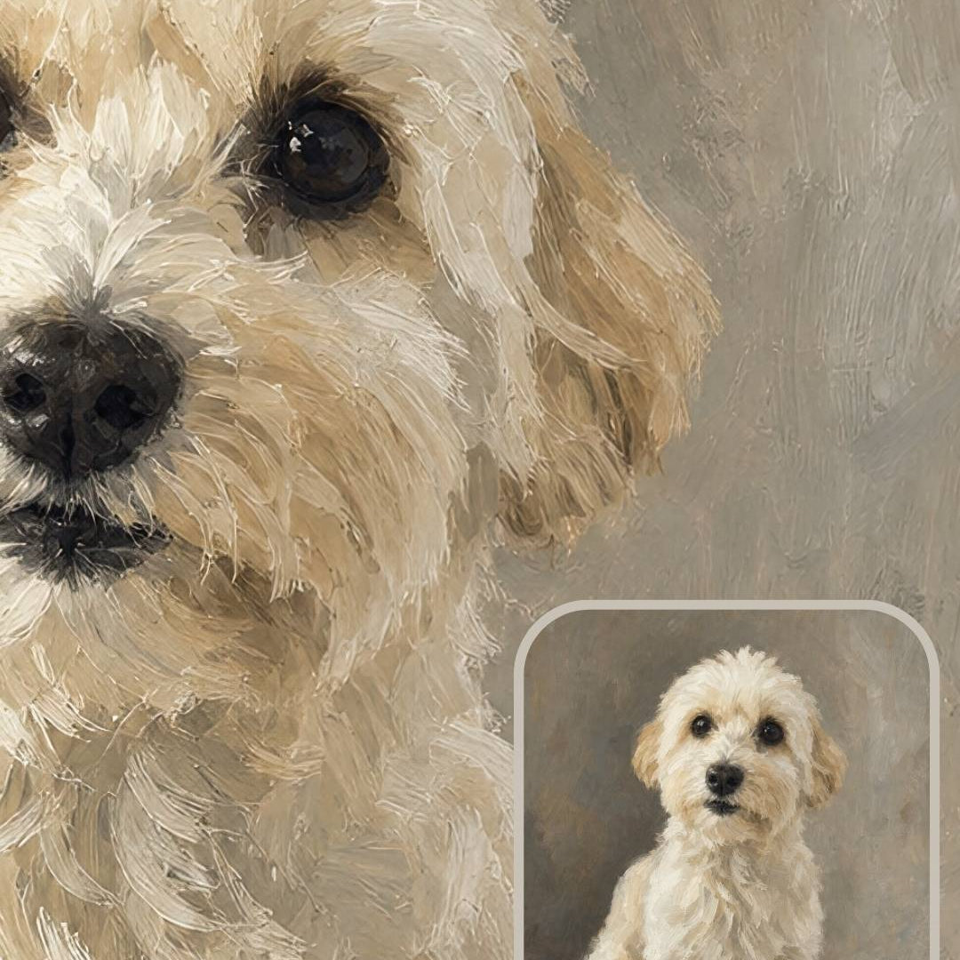 Sarmel custom dog portrait shown as a pet memorial keepsake