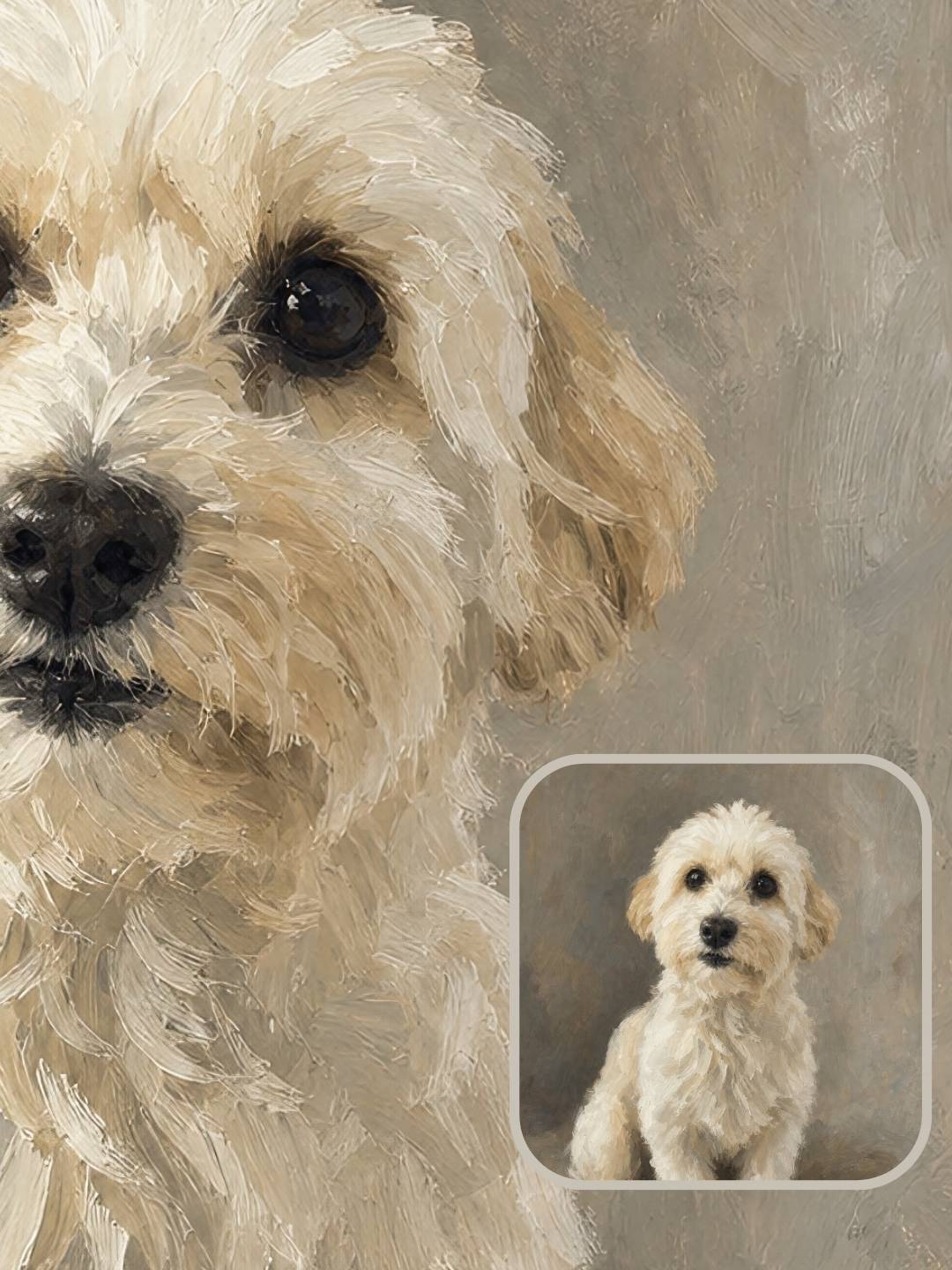 Sarmel custom dog portrait shown as a pet memorial keepsake