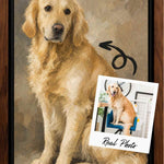 Sarmel custom dog portrait of a Golden Retriever shown as a personalized pet portrait gift