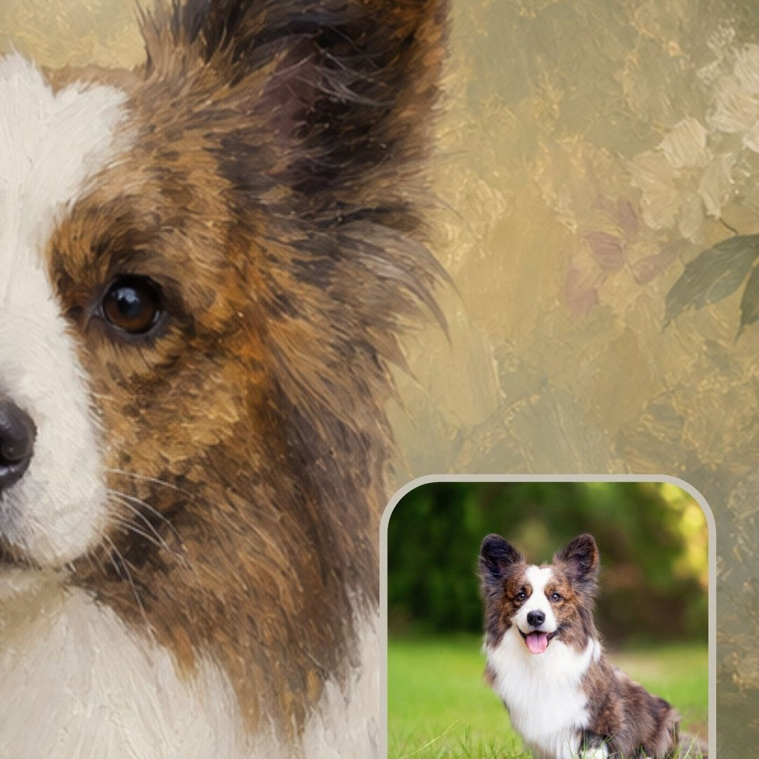 Custom pet portrait example in the Verdelle painting style